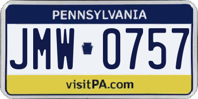 PA license plate JMW0757