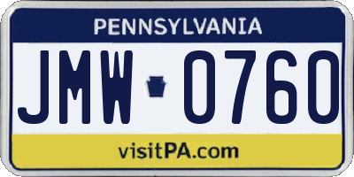 PA license plate JMW0760