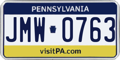 PA license plate JMW0763
