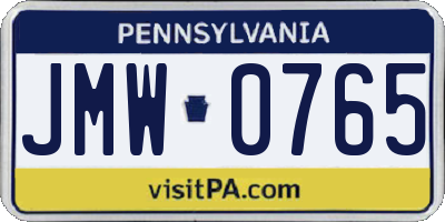 PA license plate JMW0765