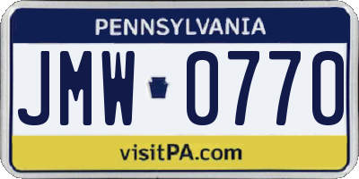 PA license plate JMW0770