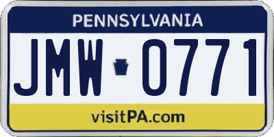 PA license plate JMW0771