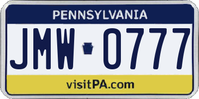 PA license plate JMW0777