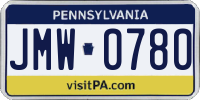 PA license plate JMW0780