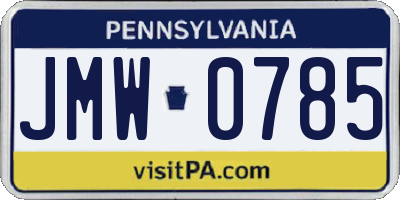 PA license plate JMW0785