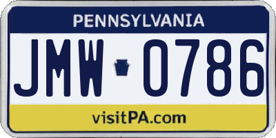 PA license plate JMW0786