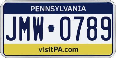 PA license plate JMW0789
