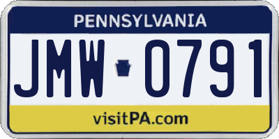 PA license plate JMW0791