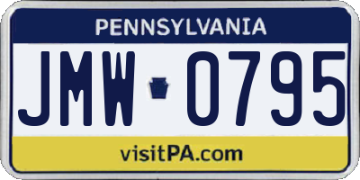 PA license plate JMW0795