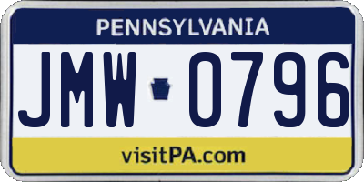 PA license plate JMW0796