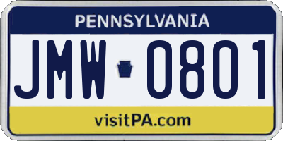 PA license plate JMW0801