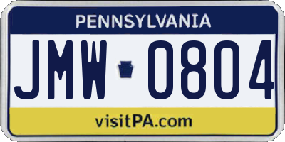 PA license plate JMW0804