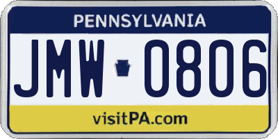 PA license plate JMW0806