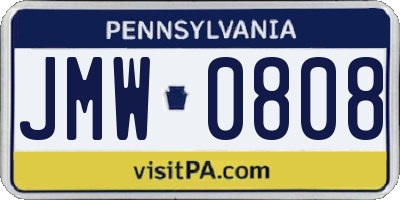 PA license plate JMW0808