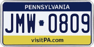 PA license plate JMW0809