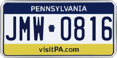 PA license plate JMW0816