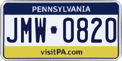 PA license plate JMW0820