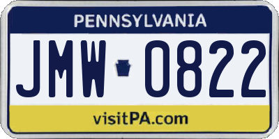 PA license plate JMW0822