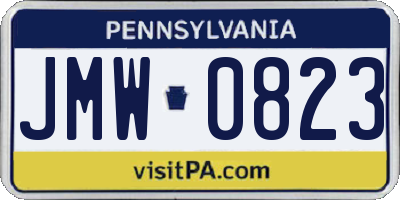 PA license plate JMW0823