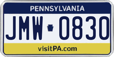 PA license plate JMW0830