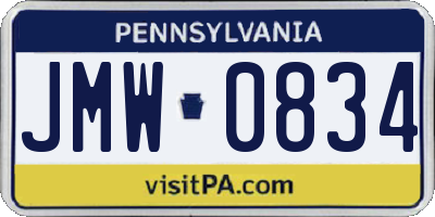 PA license plate JMW0834
