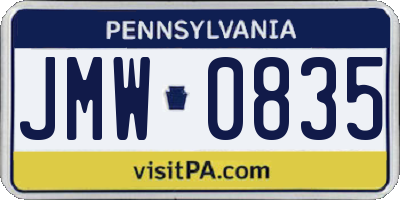 PA license plate JMW0835