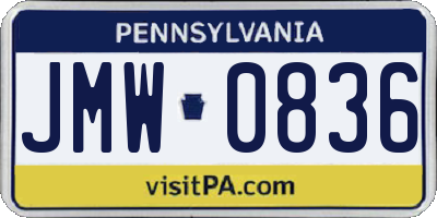 PA license plate JMW0836