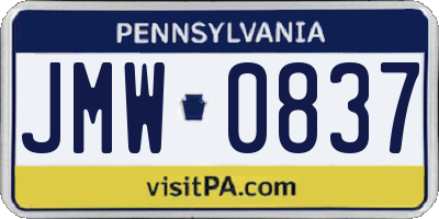 PA license plate JMW0837