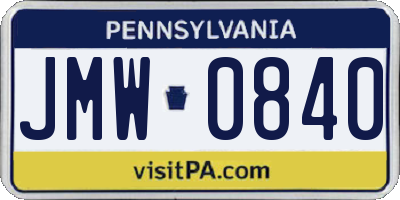 PA license plate JMW0840