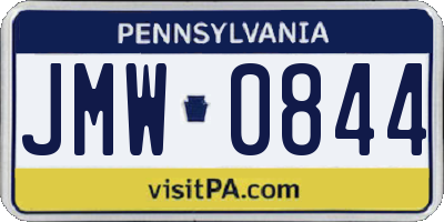 PA license plate JMW0844