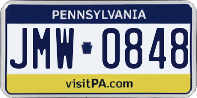 PA license plate JMW0848