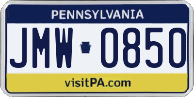 PA license plate JMW0850