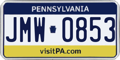 PA license plate JMW0853