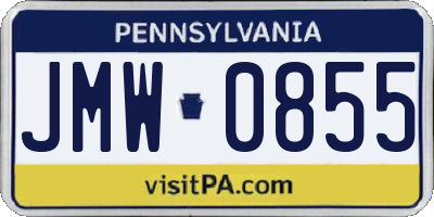 PA license plate JMW0855