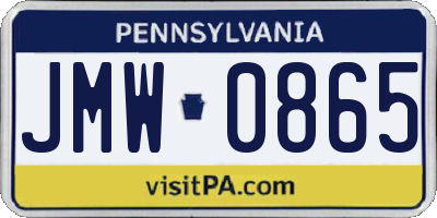 PA license plate JMW0865