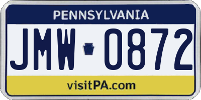 PA license plate JMW0872