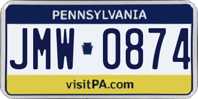 PA license plate JMW0874