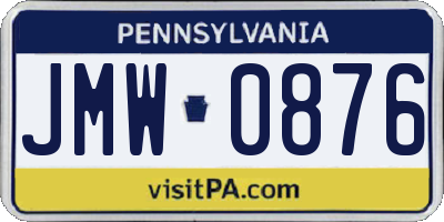 PA license plate JMW0876