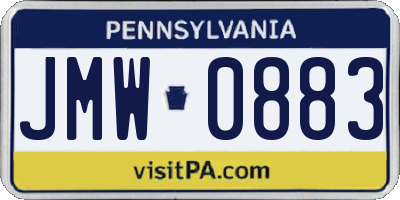 PA license plate JMW0883