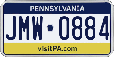 PA license plate JMW0884