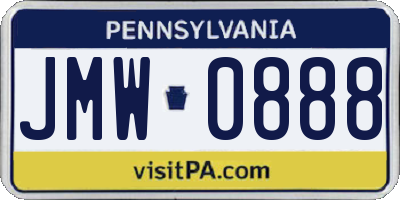 PA license plate JMW0888