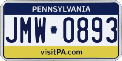 PA license plate JMW0893