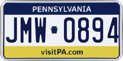 PA license plate JMW0894