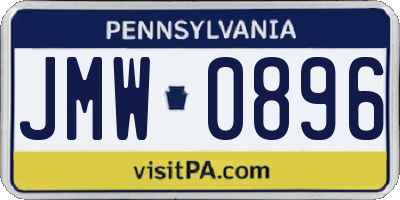 PA license plate JMW0896