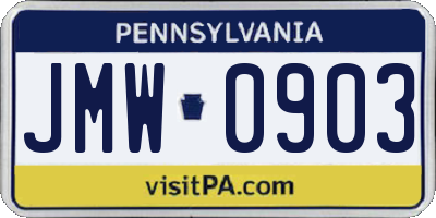 PA license plate JMW0903