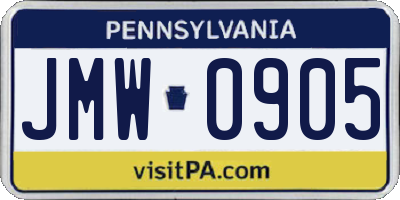 PA license plate JMW0905