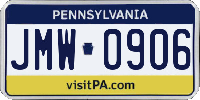 PA license plate JMW0906