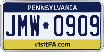PA license plate JMW0909