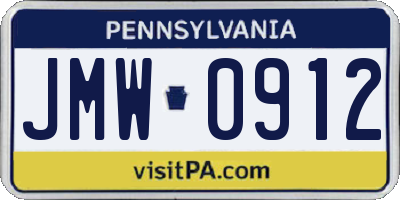 PA license plate JMW0912