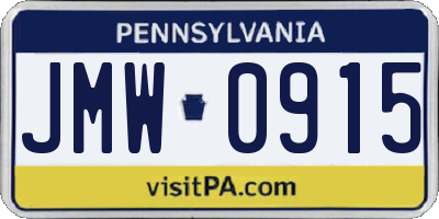PA license plate JMW0915